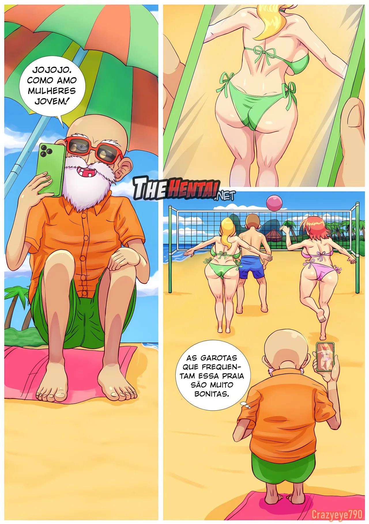 Dragon Ball Hentai Mestre Kame comendo Bulma e Lunch
